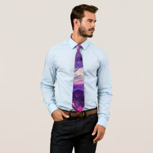 Space Nebula pink and purple, stars Alcohol ink  Tie