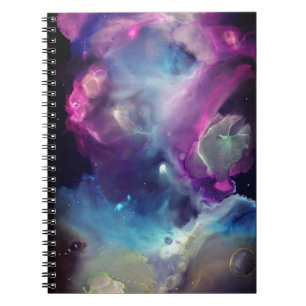Space Nebula pink blue yellow Alcohol ink art  Notebook
