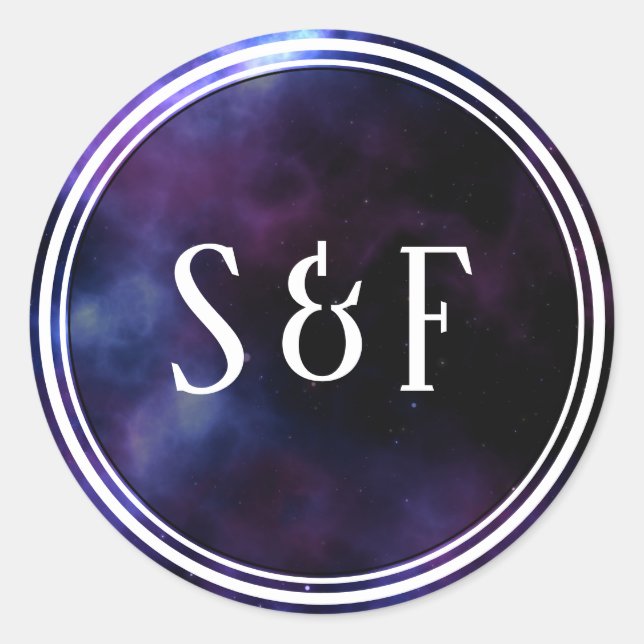 Space Nebula Purple Galaxy Monogram Envelope Seal (Front)