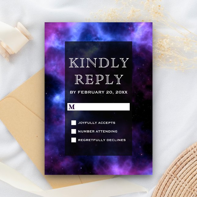 Space Nebula Purple Galaxy RSVP Card (Creator Uploaded)