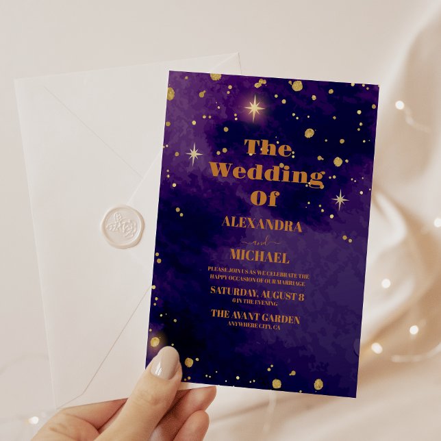 Space Nebula Purple Galaxy Wedding Invitation (Creator Uploaded)