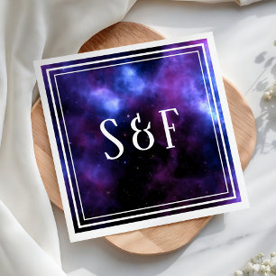 Space Nebula Purple Galaxy Wedding Paper Napkin