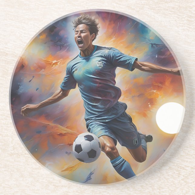 Space Nebula Soccer Shot Coaster (Front)