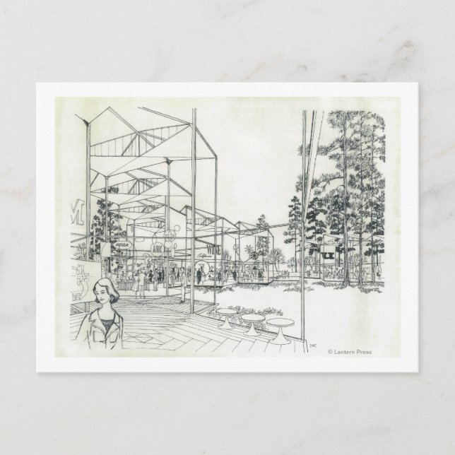 Space Needle Aerial Concept Drawing 3 Postcard (Front)