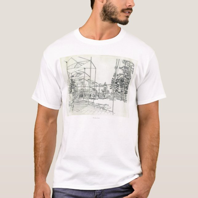 Space Needle Aerial Concept Drawing 3 T-Shirt (Front)