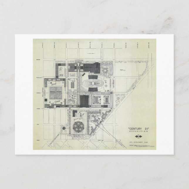 Space Needle Aerial Concept Drawing Postcard (Front)