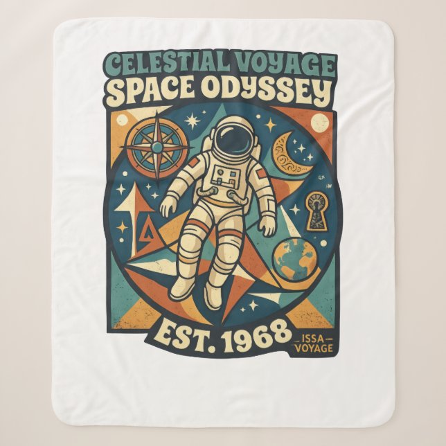 Space Odyssey – Cosmic Adventure for Space Lovers Sherpa Blanket (Front)