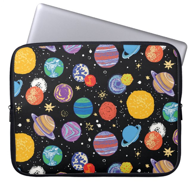Space Odyssey: Planetary Pattern Laptop Sleeve (Front)