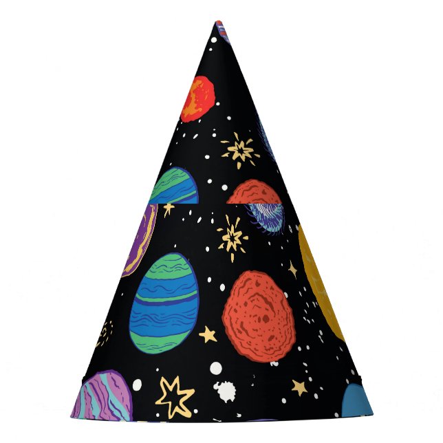 Space Odyssey: Planetary Pattern Party Hat (Front)