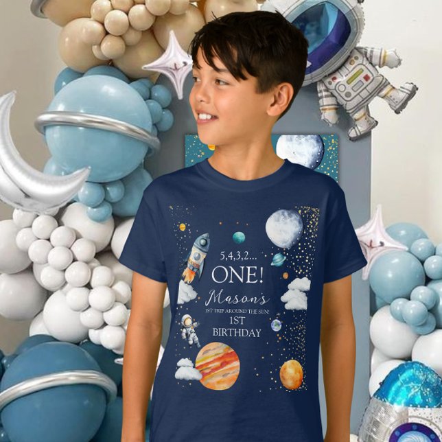 Space ONE 1st Birthday Rocket Kids T-Shirt (Creator Uploaded)