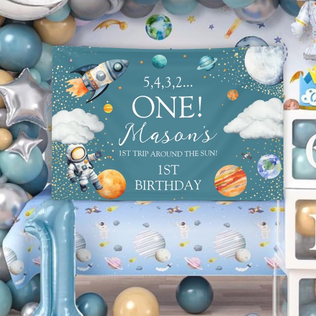 Space ONE First Birthday Rocket Banner (Creator Uploaded)