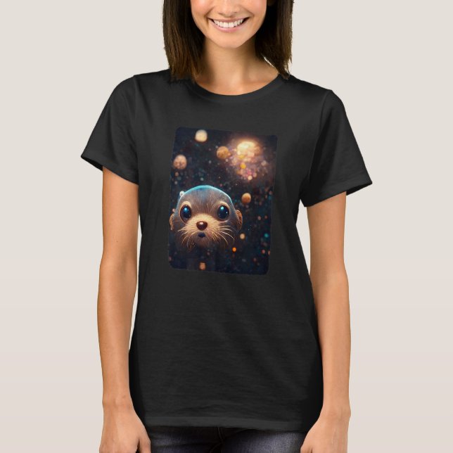 Space Otter   Cosmic Otter Pajamas Otter Space T-Shirt (Front)