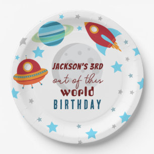 Space Out of this world 3rd Birthday  Paper Plate