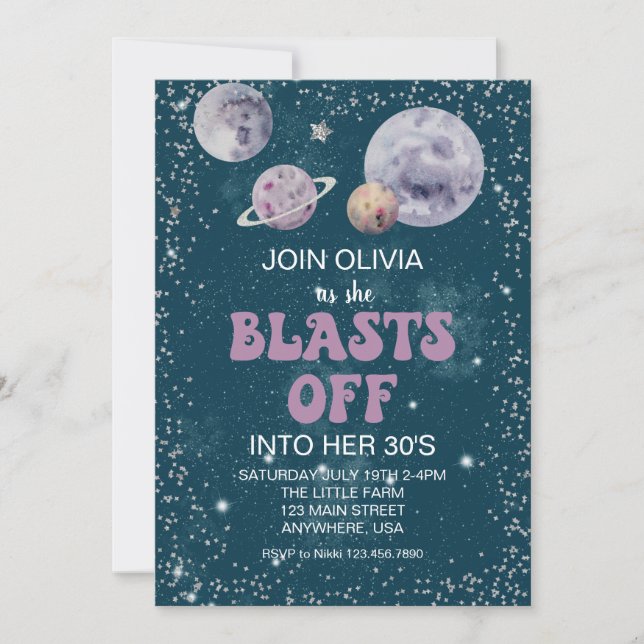 Space Out of this World Planets Birthday Invitation (Front)