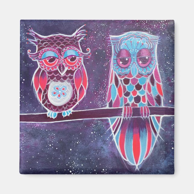 Space Owls Couple 2 Magnet (Front)