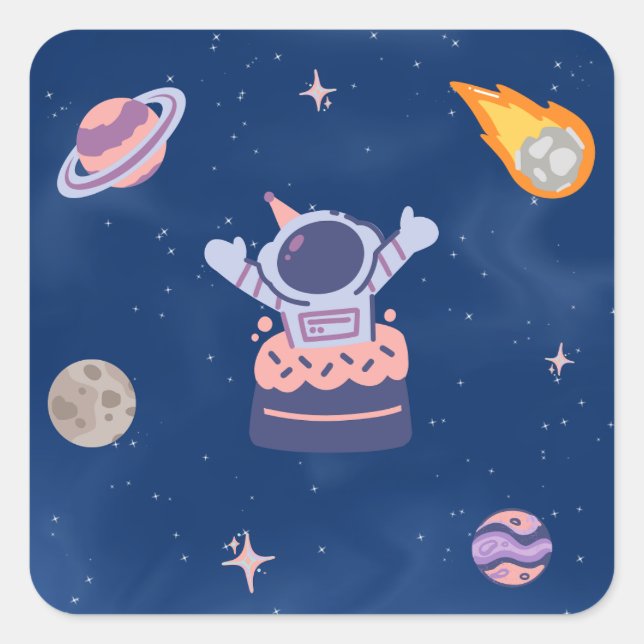Space Party Collection! Square Sticker (Front)