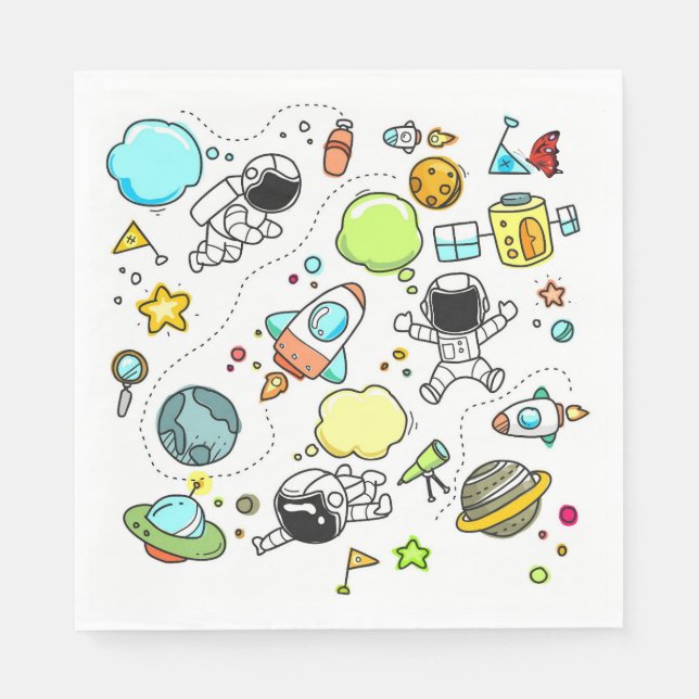 Space Party Design  Luncheon Paper Napkins (Front)