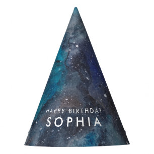 Space Party Hat Custom Name Galaxy Stars