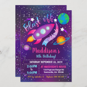 Space Party Invitation Girl