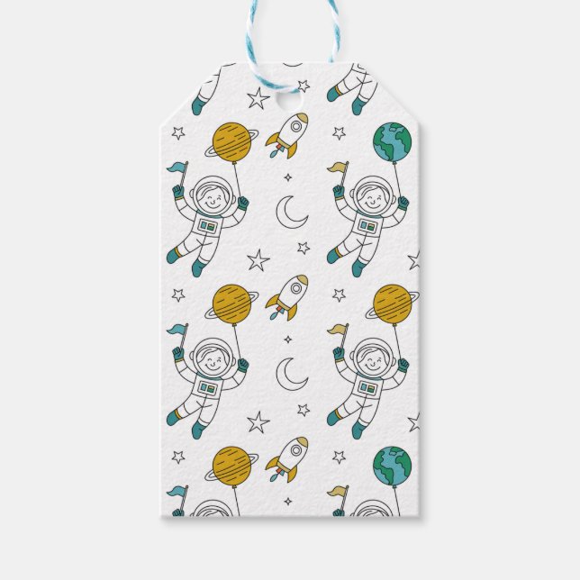 Space Party Kids Gift bag Tags (Front)