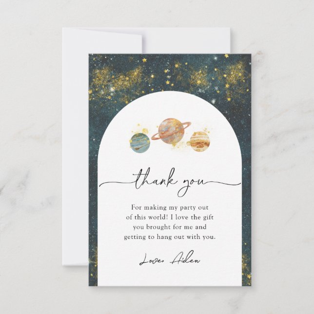 Space Party Thank You Card (Front)