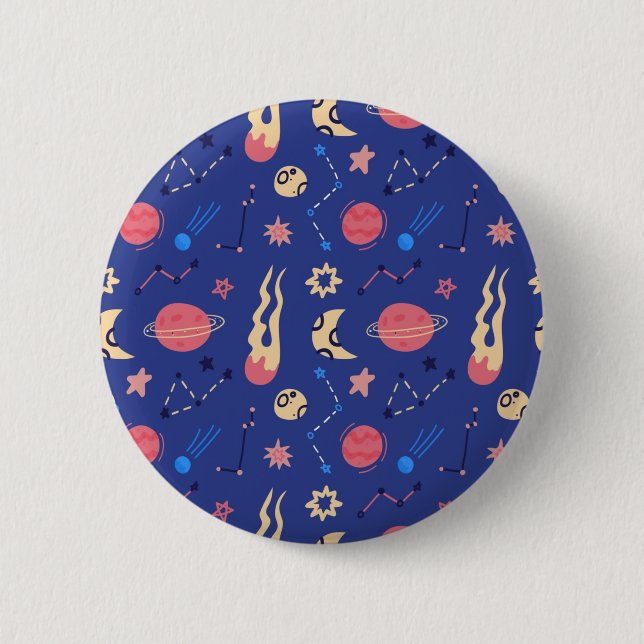 Space pattern 6 cm round badge (Front)