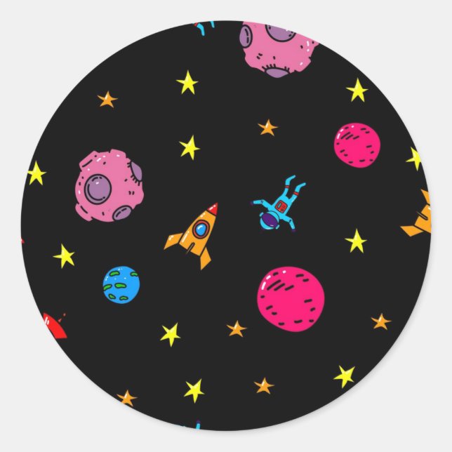 Space pattern classic round sticker (Front)