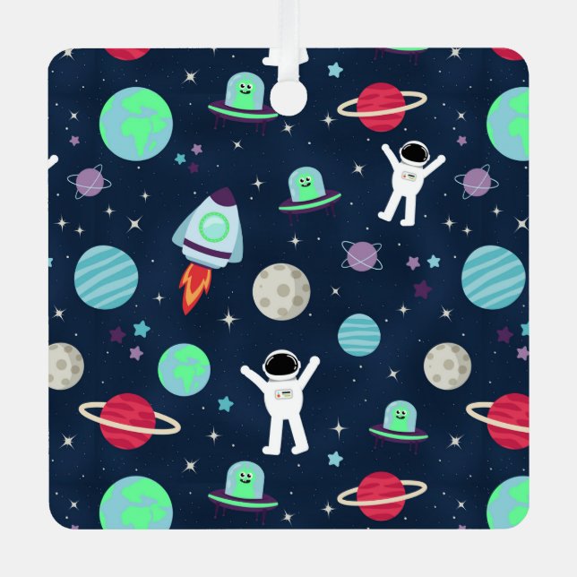 Space Pattern illustration Metal Tree Decoration (Front)