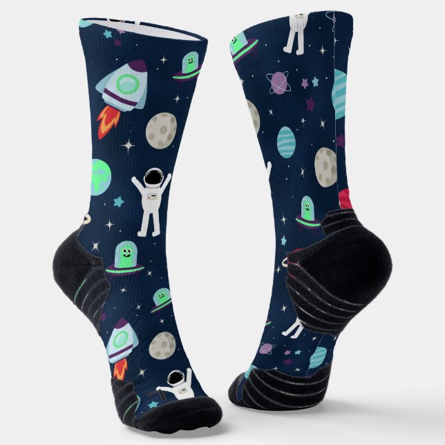 Space Pattern illustration Socks (Angled)