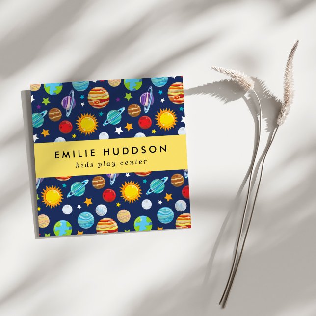 Space Pattern, Kids Play Centre, Activity Centre Square Business Card (Creator Uploaded)