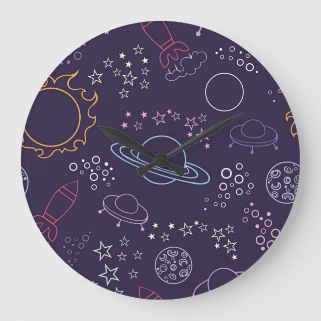 Space pattern large clock (Front)