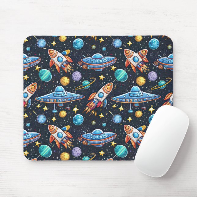 Space Pattern Mouse Pad (With Mouse)