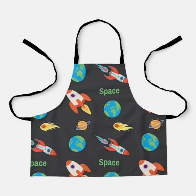 Space pattern on black apron (Front)