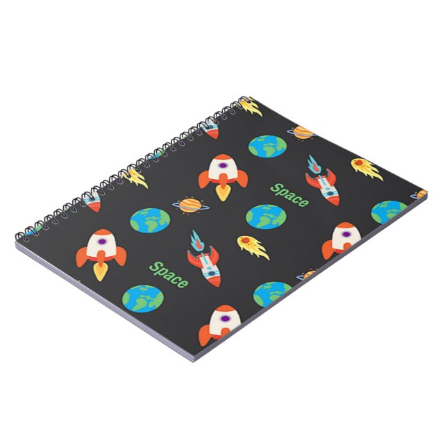Space pattern on black notebook (Left Side)