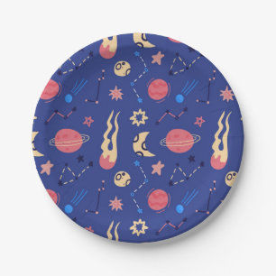 Space pattern paper plate