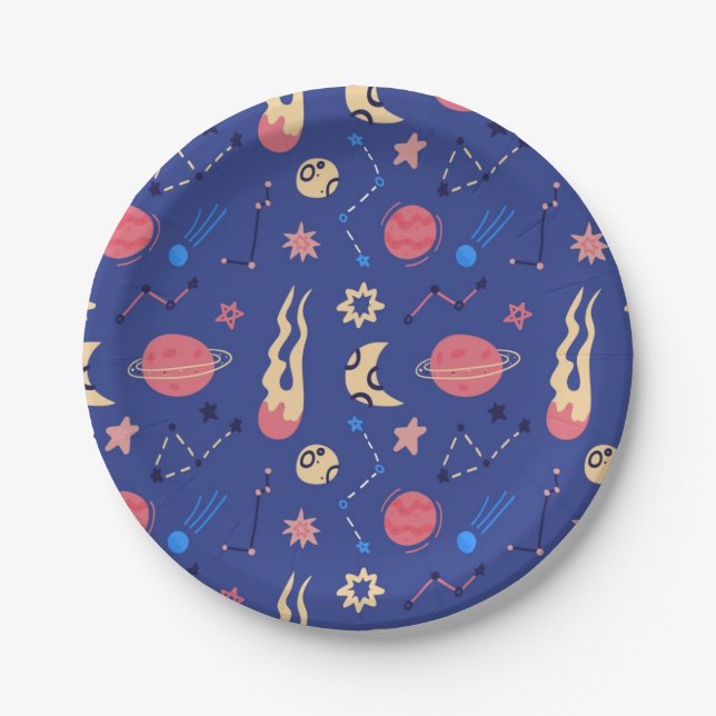 Space pattern paper plate (Front)