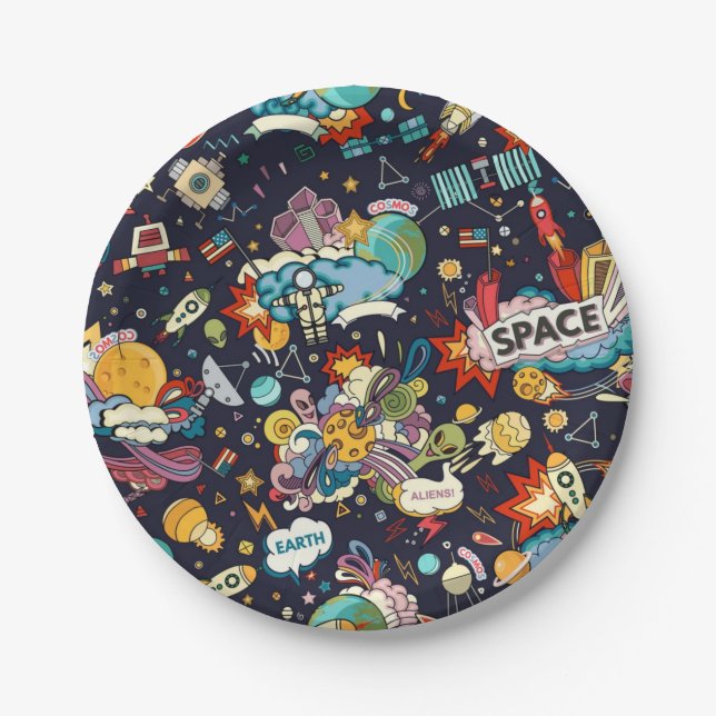 Space pattern paper plate (Front)