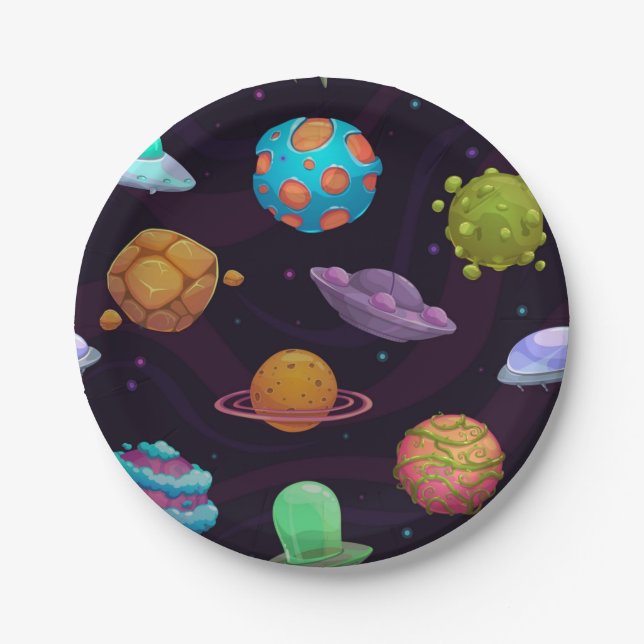 Space pattern paper plate (Front)