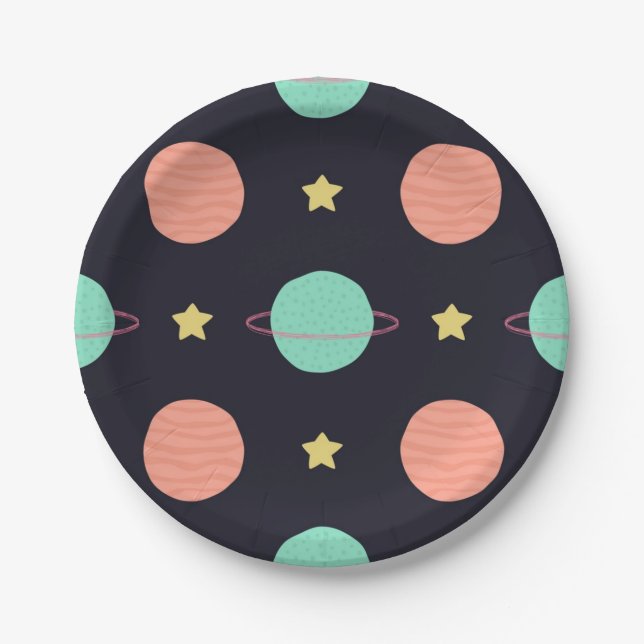 Space pattern paper plate (Front)