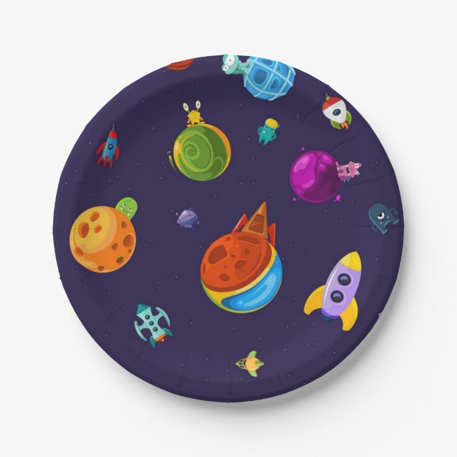 Space pattern paper plate (Front)