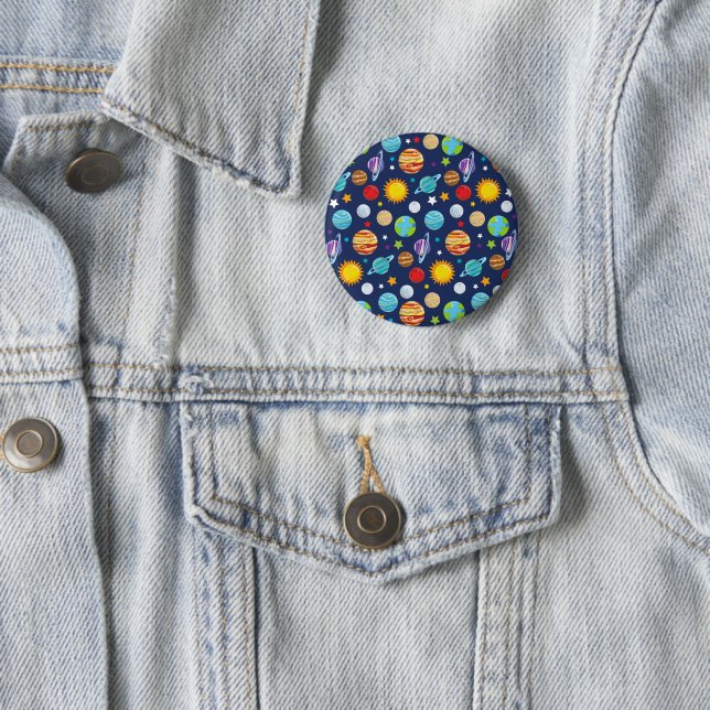 Space Pattern, Planets, Stars, Cosmos, Galaxy 6 Cm Round Badge (In Situ)