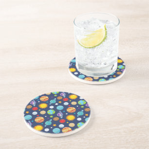 Space Pattern, Planets, Stars, Cosmos, Galaxy Coaster