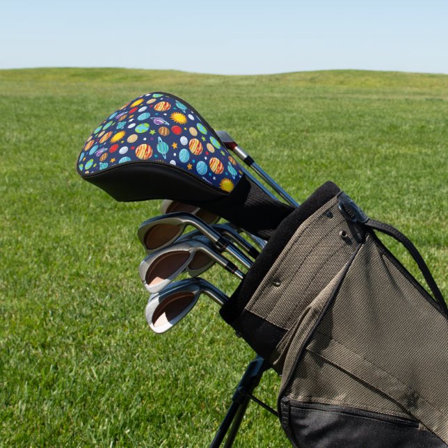 Space Pattern, Planets, Stars, Cosmos, Galaxy Golf Head Cover (In Situ)