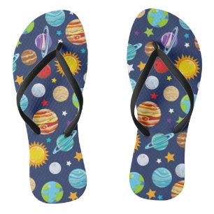 Space Pattern, Planets, Stars, Cosmos, Galaxy Jandals