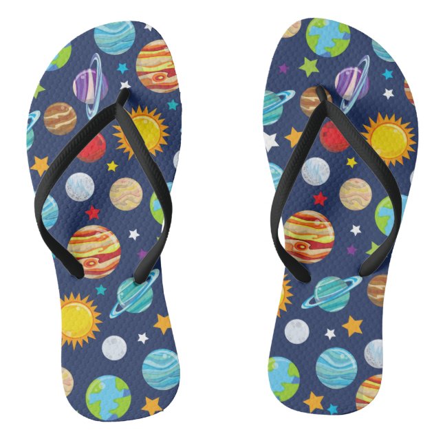 Space Pattern, Planets, Stars, Cosmos, Galaxy Jandals (Footbed)