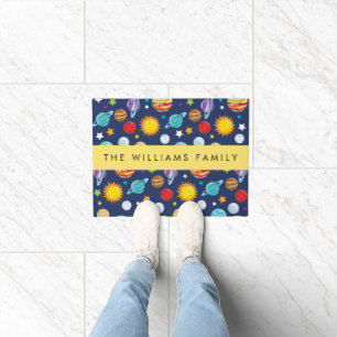 Space Pattern, Planets, Stars, Cosmos, Your Name Doormat