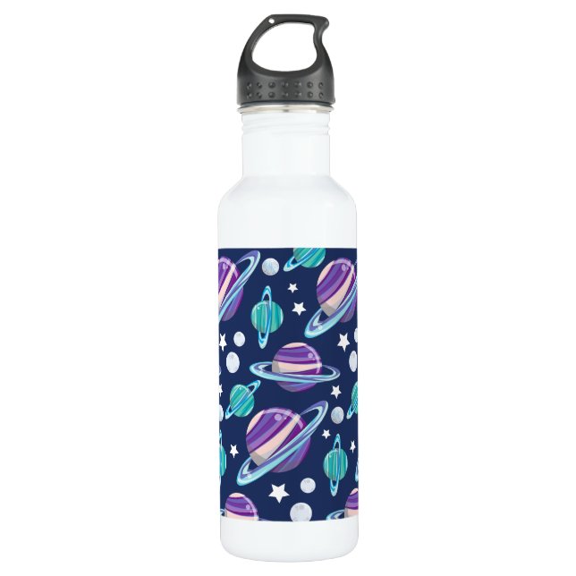 Space Pattern, Planets, Stars, Galaxy, Cosmos 710 Ml Water Bottle (Front)