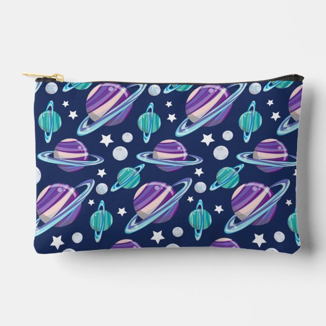 Space Pattern, Planets, Stars, Galaxy, Cosmos Accessory Pouch (Front)