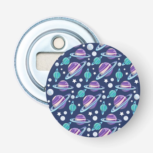 Space Pattern, Planets, Stars, Galaxy, Cosmos Bottle Opener (Front)