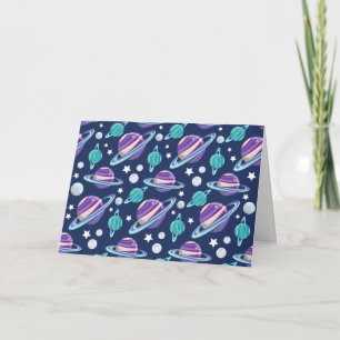 Space Pattern, Planets, Stars, Galaxy, Cosmos Card